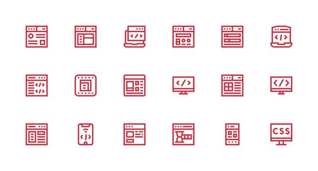 Css including 18 Strong Stroke Line Illustrations Versatile Icon Collection for Designers vector