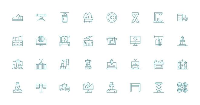 32 íconos para plataforma en Delgado línea formato profesional icono paquete para desarrollo trabajo vector