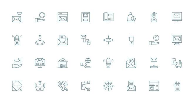 32 íconos para recibir en Delgado línea formato ui y ux enfocado icono colección vector