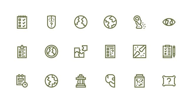 Incomplete Icon Set with 18 Strong Stroke Line Graphics Icons Built for Visual Consistency Pack vector