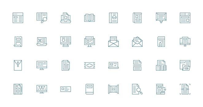 Thin Line Icons from Digital Document Set with 32 Vectors Essential Icon Collection
