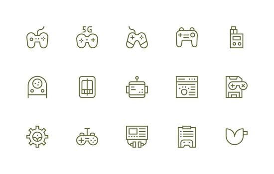 consola diseño íconos presentando 15 en regular línea estilo alta calidad icono paquete vector