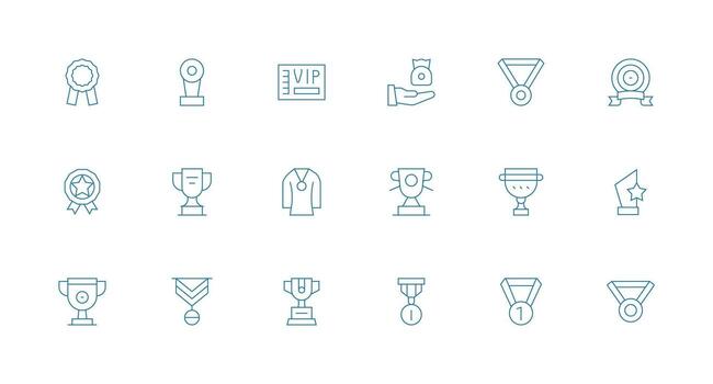 18 Minimal Line Icons for Recognition Award Graphics Functional Icon Series vector