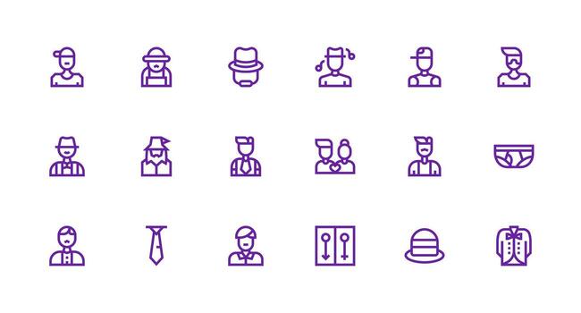Strong Stroke Line Icons from Male Set with 18 Vectors Balanced Icon Set for Functional Design