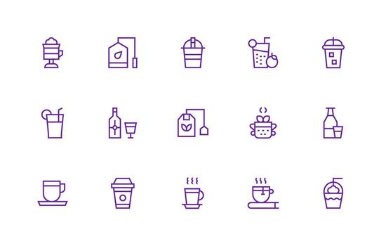 Cup Design Icons featuring 15 in Regular Line Style Interface Icon Collection vector