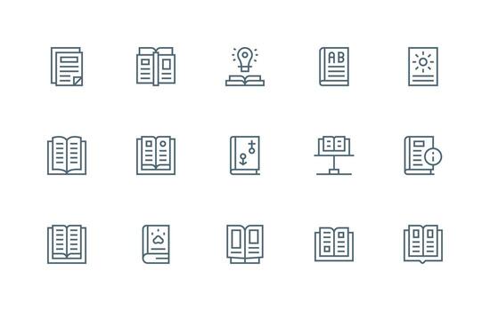 Regular Line Icons from Manuals Set with 15 Vectors Responsive Icon Set for Flexible Layouts