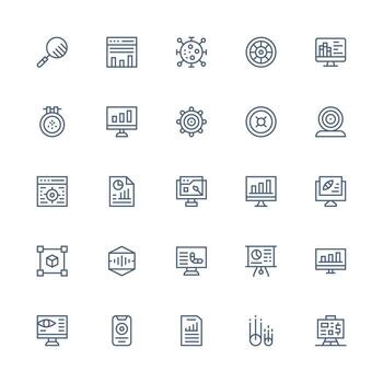 Visualization Set with 25 Medium Stroke Outline Icons Web Icon Collection vector