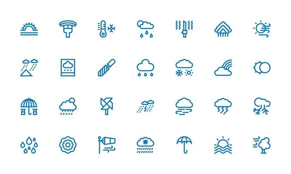 Weather Set with 28 Bold Line Icons Balanced Icon Set for Functional Design vector