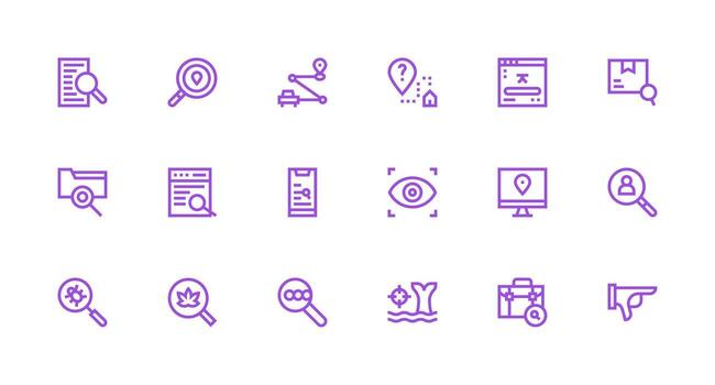Strong Stroke Line Icons from Locate Set with 18 Vectors Multi-Style Icons for Creative Projects