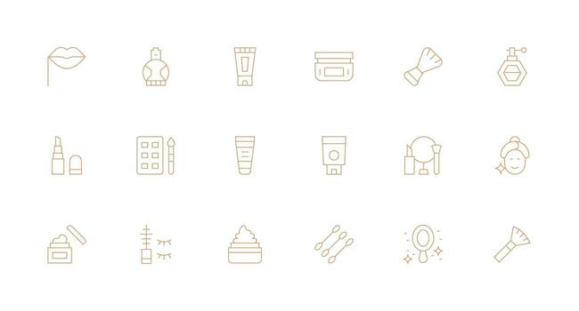 maquillaje icono conjunto con 18 mínimo línea gráficos completamente editable icono conjunto para web vector