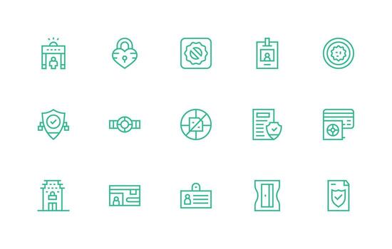 Regular Line Style Access Control Icons with 15 Vectors Design Ready Icon Set for Teams