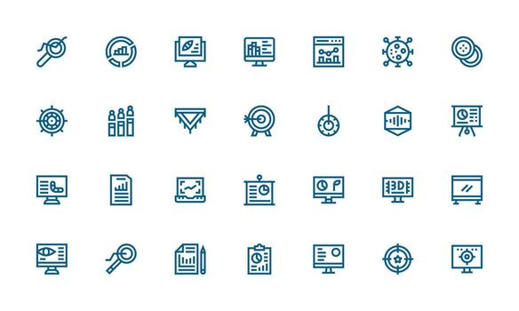 negrita línea íconos desde visualización conjunto con 28 vectores equilibrado icono conjunto para funcional diseño