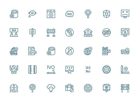 Regular Clean Line Icons from Access Denied Set with 35 Vectors Simple Icon Pack