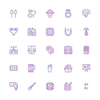 25 íconos para electrónica en medio carrera contorno formato alta resolución íconos para ninguna plataforma vector