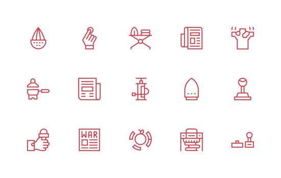 Press Visual Pack containing 15 Regular Line Icons Responsive Icon Set for Flexible Layouts vector