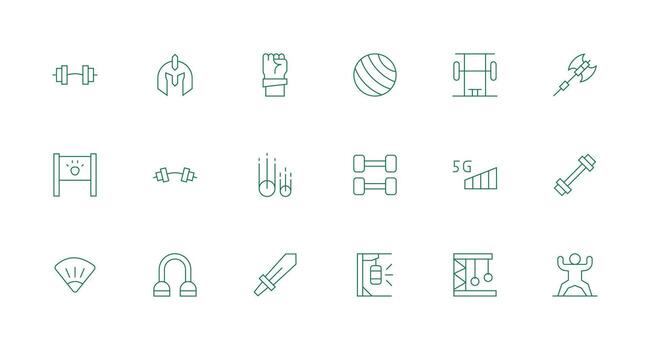 18 Minimal Line Icons for Strength Graphics Clear and Concise Icon Set Collection vector