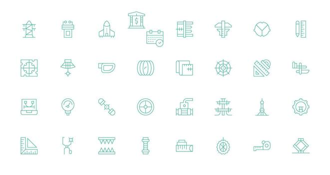 Engineering Set with 32 Thin Line Icons Optimized Icon Pack for Digital Products vector