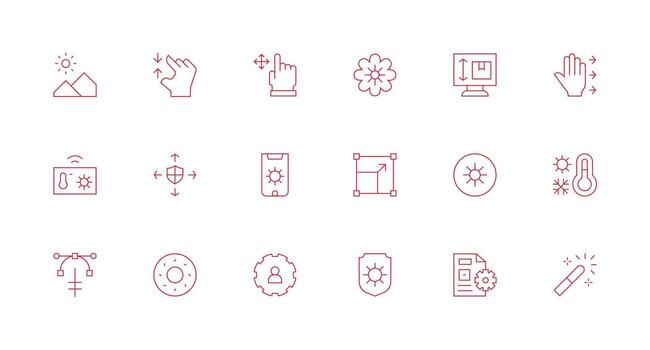 Adjust Icon Set with 18 Minimal Line Graphics Simple Icons for Interface and Wireframes vector
