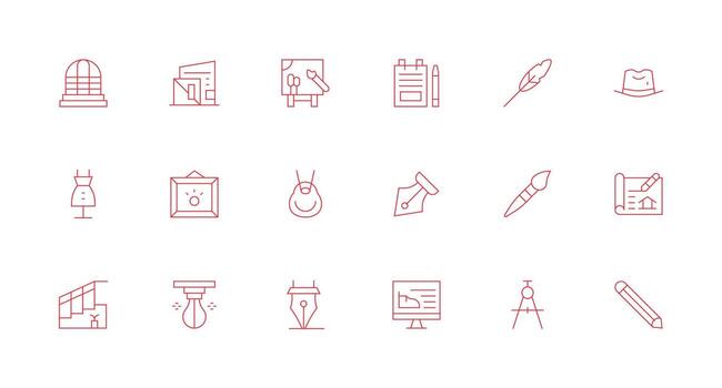 mínimo línea estilo bosquejo íconos con 18 vectores moderno icono conjunto