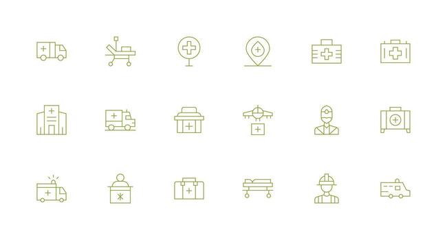 Ambulance including 18 Minimal Line Illustrations Core Icon Collection for Daily Tasks vector