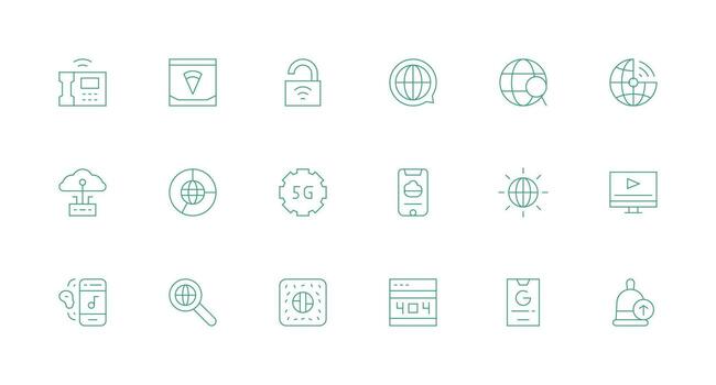 Minimal Line Icons from Internet Set with 18 Vectors UI-Ready Icon Collection