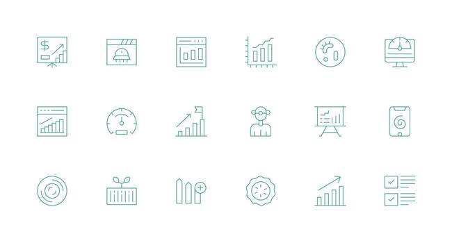 Progress Bar Visual Pack containing 18 Minimal Line Icons Web Icon Collection vector