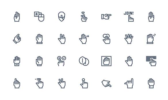 hacer clic icono conjunto con 28 negrita línea gráficos moderno icono conjunto vector