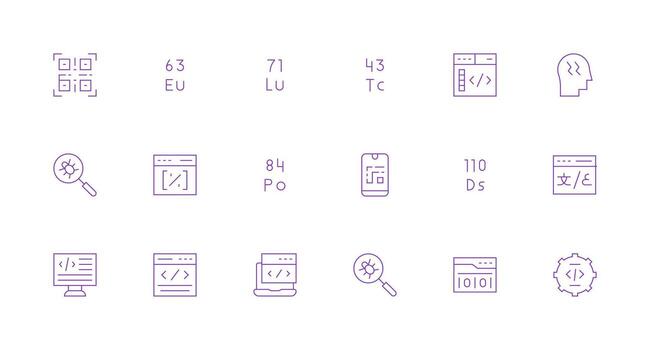 código incluso 18 mínimo línea ilustraciones de uso múltiple icono diseño paquete vector