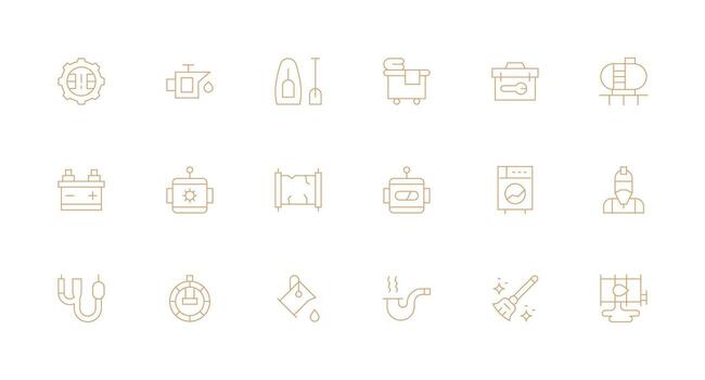 mantenimiento presentando 18 íconos en mínimo línea diseño completar icono haz para web diseño vector