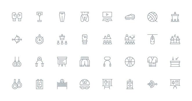 32 Thin Line Icons for Training Graphics Responsive Icon Set for Flexible Layouts vector