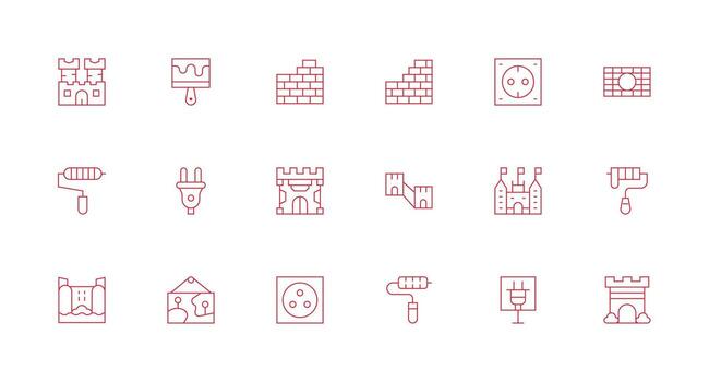 18 Minimal Line Icons for Wall Graphics Scalable Icons for All Themes vector