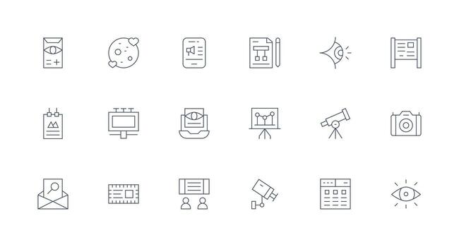 18 Icons for Visual in Minimal Line Format Multi-Purpose Icon Set vector
