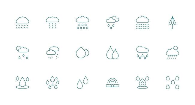 18 Minimal Line Designs for Drizzle Icons High-Resolution Icons for Any Platform vector
