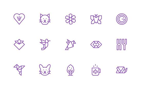 Logo Set with 15 Regular Line Icons High-Resolution Icons for Any Platform vector
