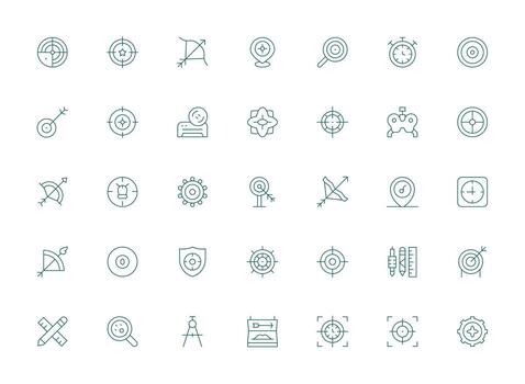 exactitud presentando 35 íconos en ligero línea diseño núcleo icono colección para diario Tareas vector