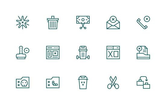 Regular Line Icons from Delete Set with 15 Vectors Digital Product Icons for Fast Delivery