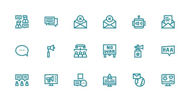 mensaje presentando 18 íconos en fuerte carrera línea diseño digital producto íconos para rápido entrega vector