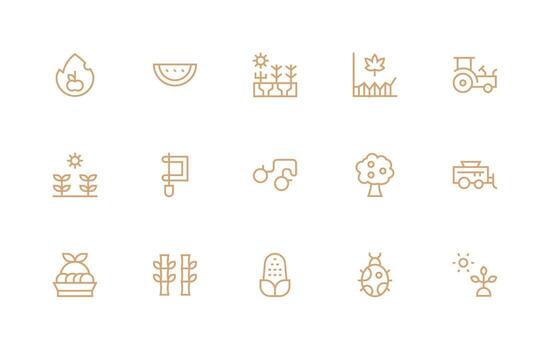 15 Regular Line Icons for Farming Graphics Editable Icon Collection vector