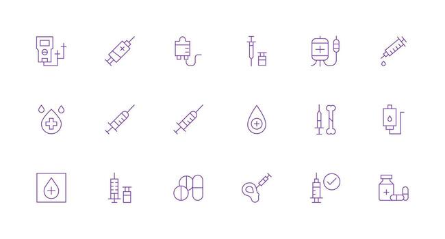 Minimal Line Style Injection Icons with 18 Vectors Style Icon Set