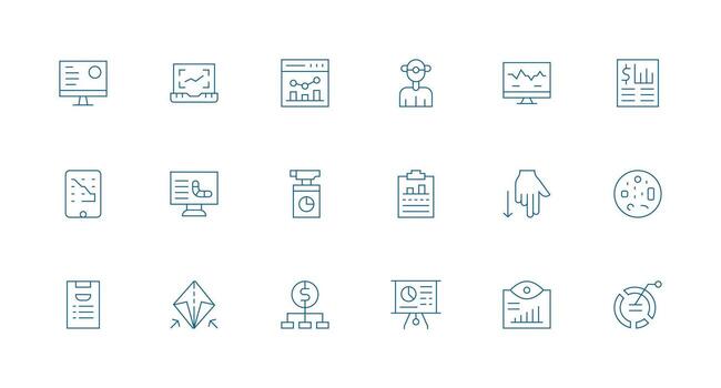 Minimal Line Style Graph Icons with 18 Vectors Clear and Concise Icon Set Collection