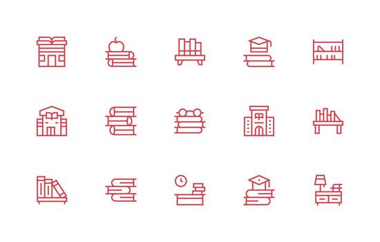 regular línea íconos desde libros conjunto con 15 vectores de confianza íconos para todas interfaces
