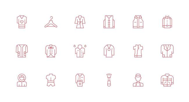 Jacket featuring 18 Icons in Minimal Line Design Reusable Icon Set vector