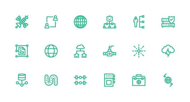 Strong Stroke Line Style Network Icons with 18 Vectors Multi-Style Icons for Creative Projects