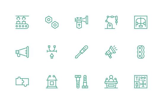 15 Regular Line Icons for Assembly Graphics Layout Icon Collection vector