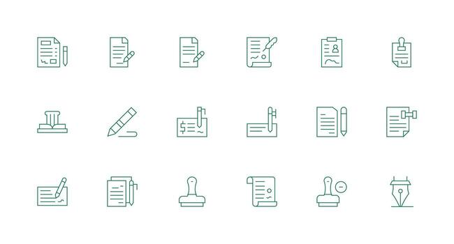 Signature Set with 18 Minimal Line Icons Organized Icon Pack for Quick Access vector
