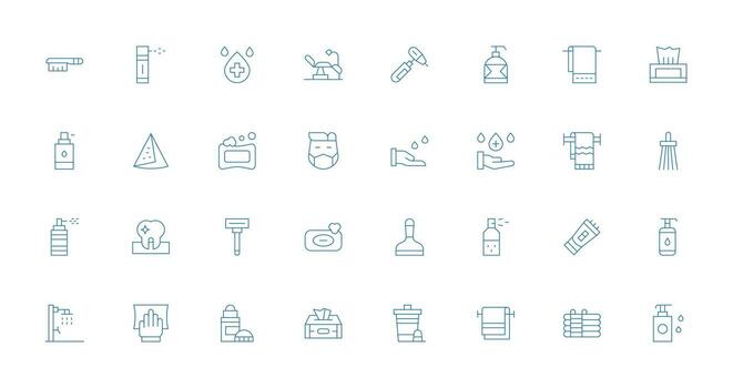 Hygiene Set with 32 Thin Line Icons Web and App Icon Pack Collection vector