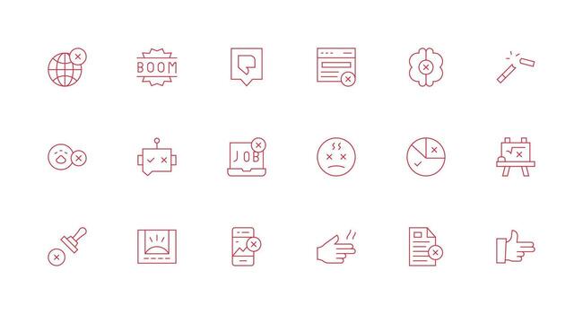 mínimo línea estilo fallar íconos con 18 vectores agudo íconos para presentaciones