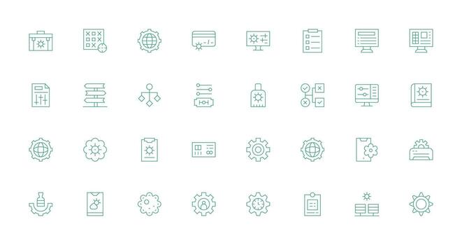 32 Icons for Options in Thin Line Format Complete Icon Bundle for Web Design vector
