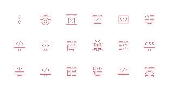 Minimal Line Icons from Coding Set with 18 Vectors Versatile Icon Collection for Designers
