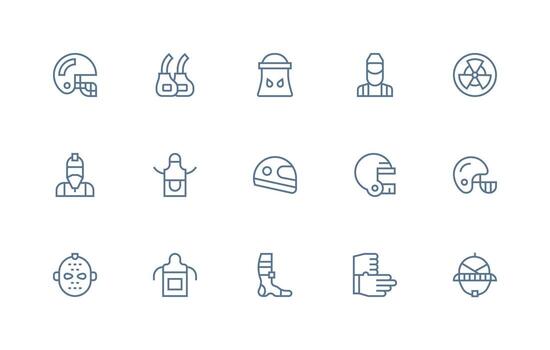 regular línea íconos desde protector engranaje conjunto con 15 vectores web y aplicación icono paquete colección